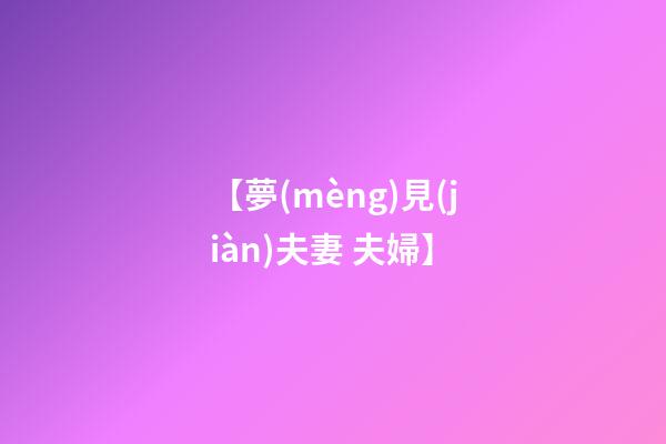 【夢(mèng)見(jiàn)夫妻 夫婦】